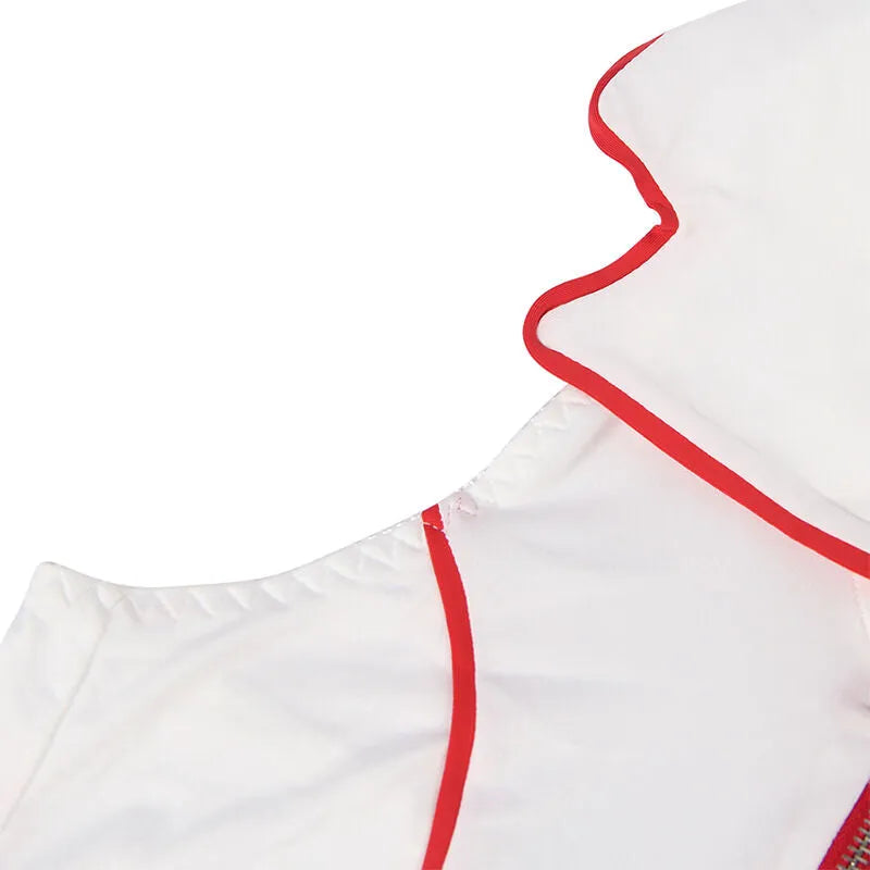 Déguisement infirmière sexy rouge et blanc, coupe ajustée, détails rouges, polyester élasthanne, Subblime, tailles S/M.