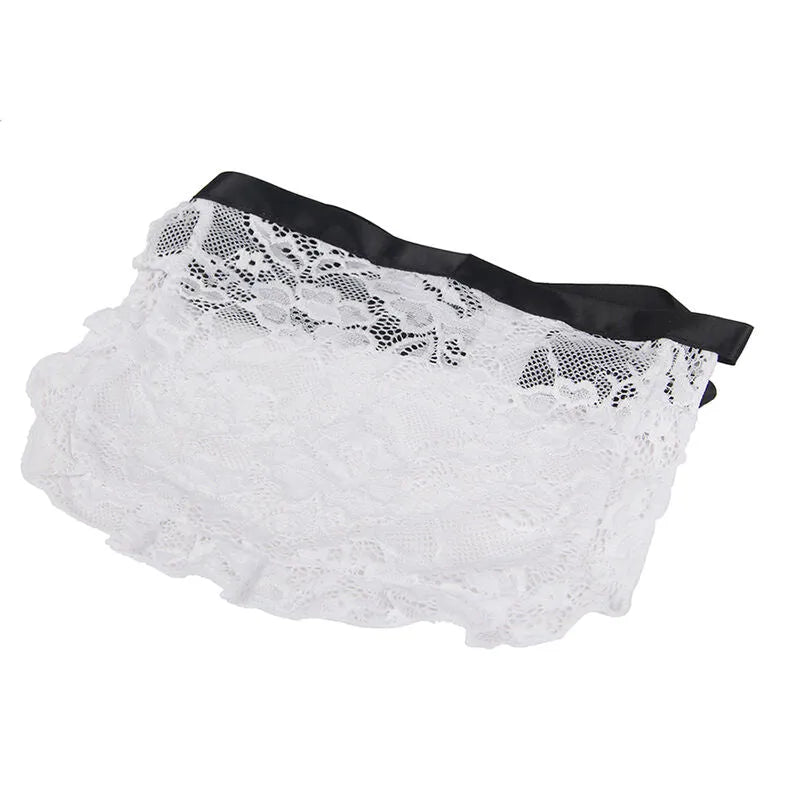 Lingerie sensuelle servante Subblime noir blanc confortable extensible satinée corset ouverture poitrine silhouette galbante tailles variées élégante