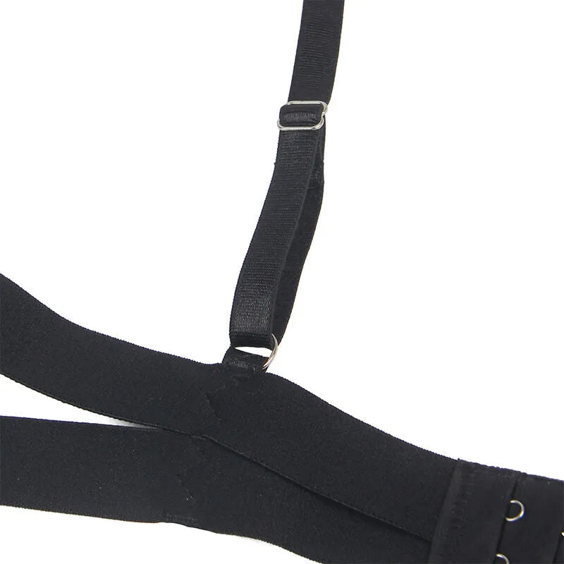 Body noir découpes Subblime, sangle réglable, tissu polyester élasthanne, confort et élégance, lingerie féminine.