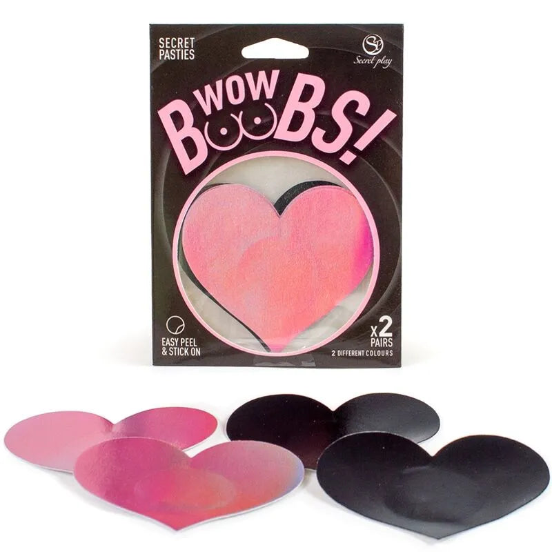 cachetetons coeur holographique noir rose festival soiree sexy adhesif autocollant reutilisable taille universelle confortable discret scintillant glamour sensuel