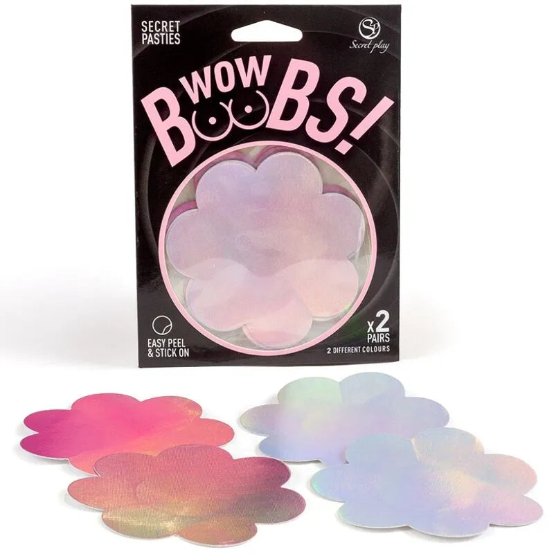 cachetétons holographiques argentés roses fleur adhésif réutilisable confortable discret léger scintillant glamour festival soirée audacieux féminin