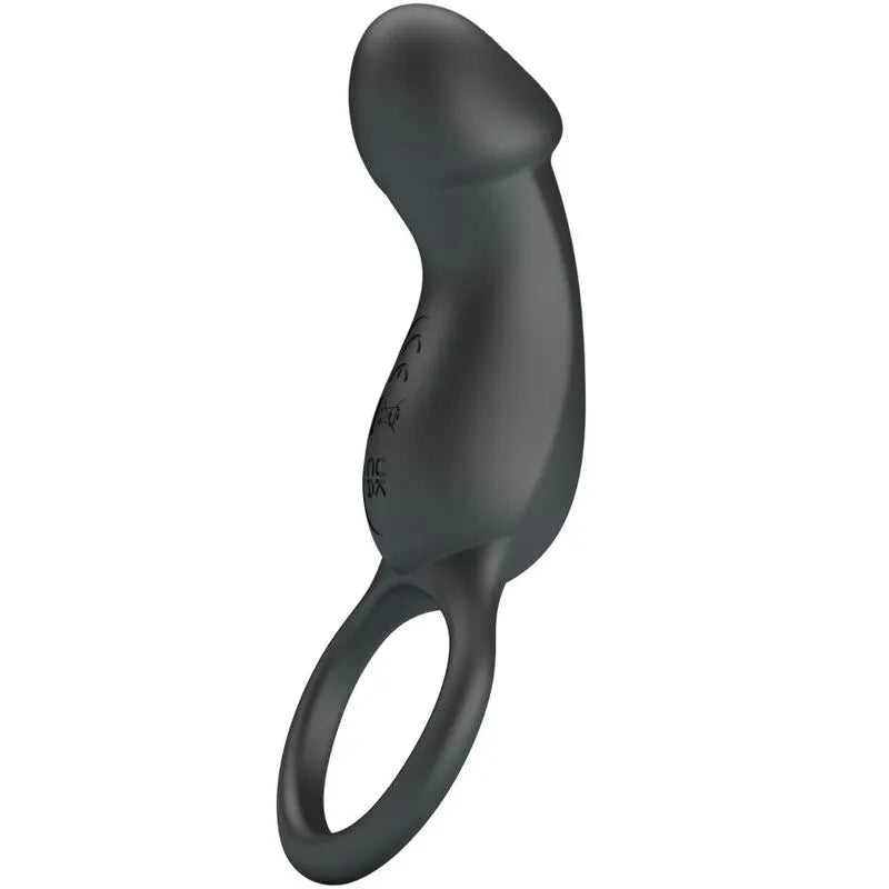 Anneau pénien et plug anal vibrant noir en silicone, design ergonomique, rechargeable, avec télécommande et multiples modes.