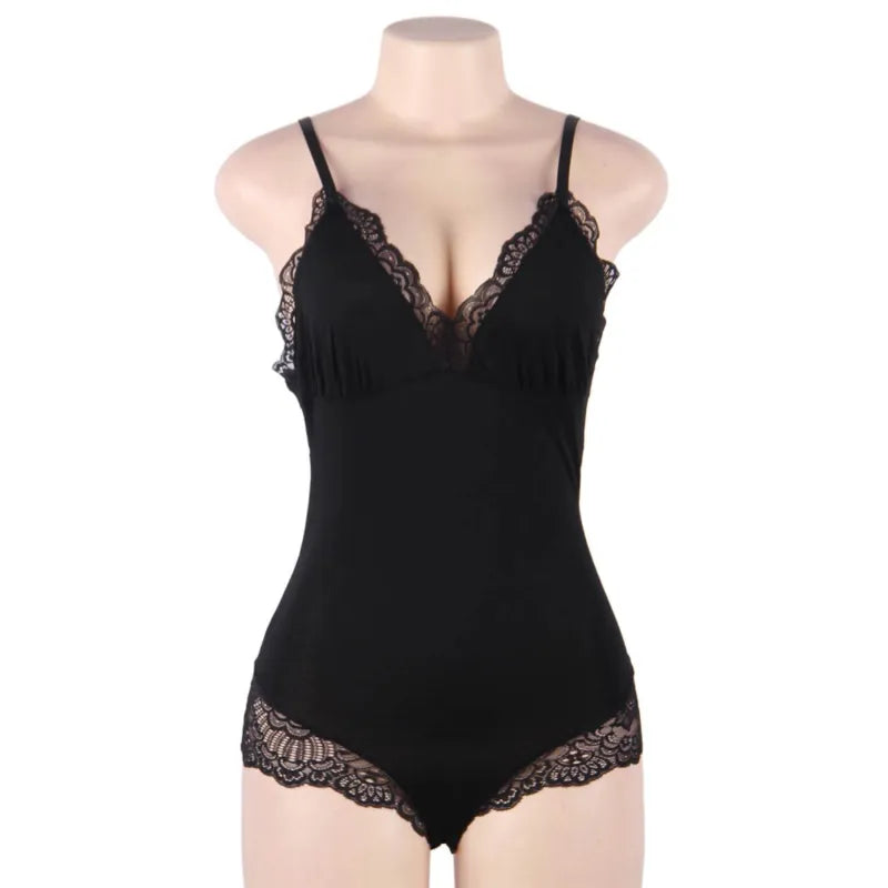 teddy dentelle florale ajustable femme grande taille confort américain noir LXL bretelles réglables maintien élégante séduisante sexy doux