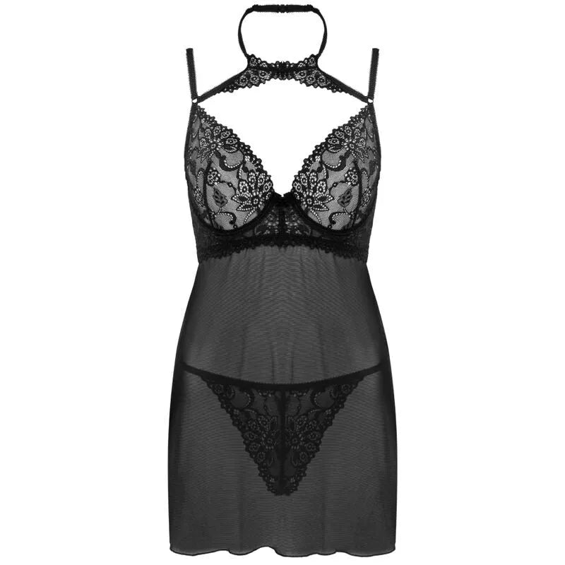 T-shirt noir translucide élégant dentelle sexy femme Livco Corsetti Fashion