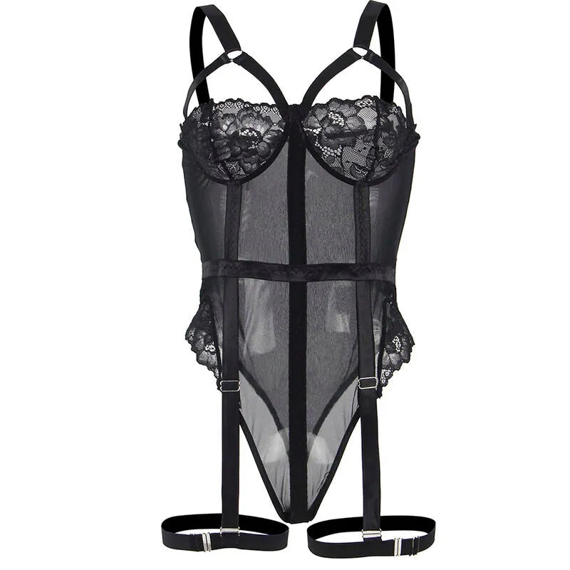 Teddy Sexy Slim Lace Garter Noir Subblime Dentelle Sensuelle Ajusté Élégant