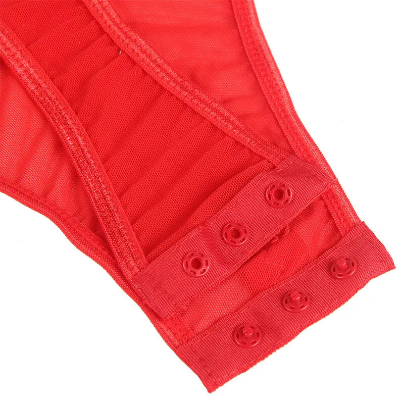 Teddy Sexy Slim Dentelle Jarretelle Anneau Jambe Rouge Subblime