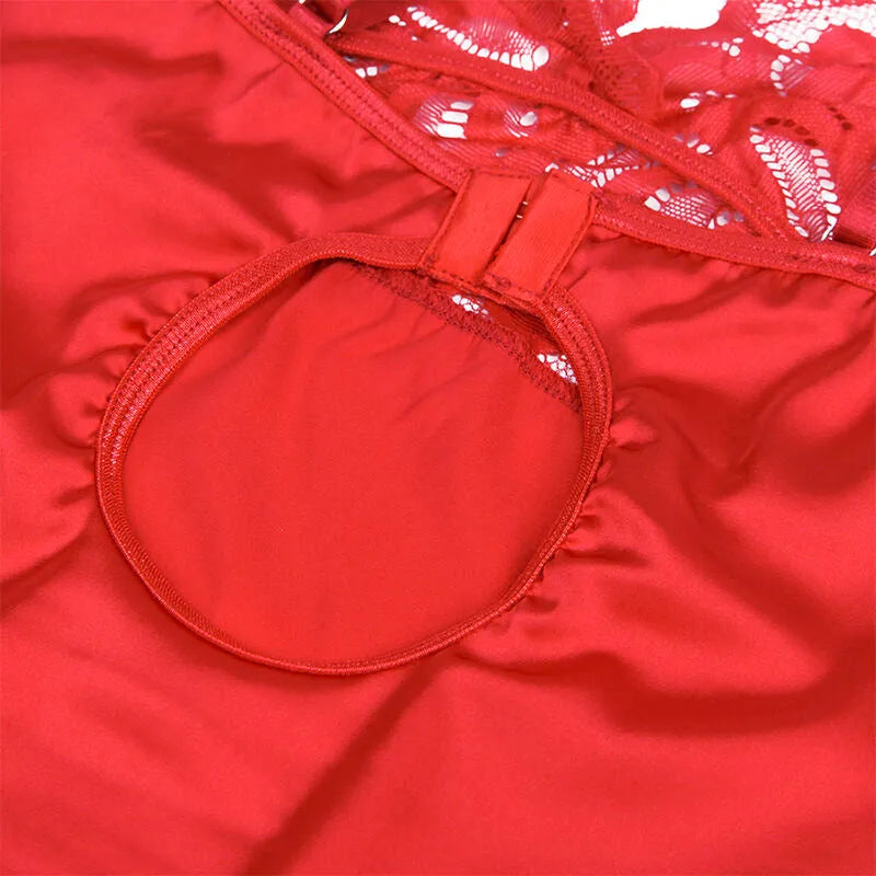 nuisette florale dentelle rouge Subblime élégante sexy confortable ajustable délicate décolleté plongeant coupe flatteuse extensible douce polyester élasthanne