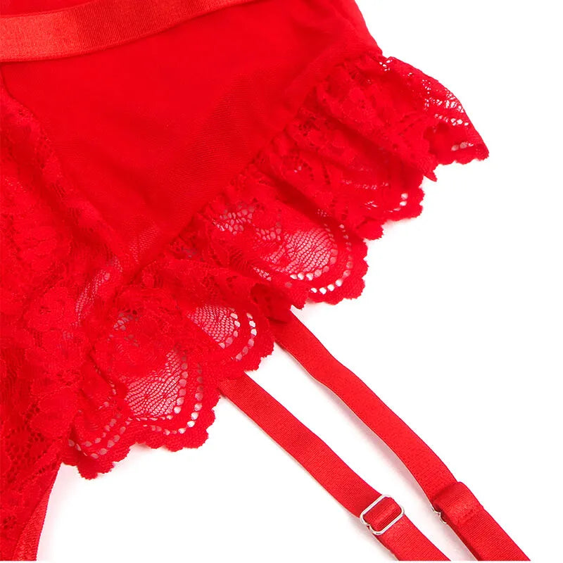 Teddy Sexy Slim Lace Garter Rouge Dentelle Élégante Jarretière Subblime