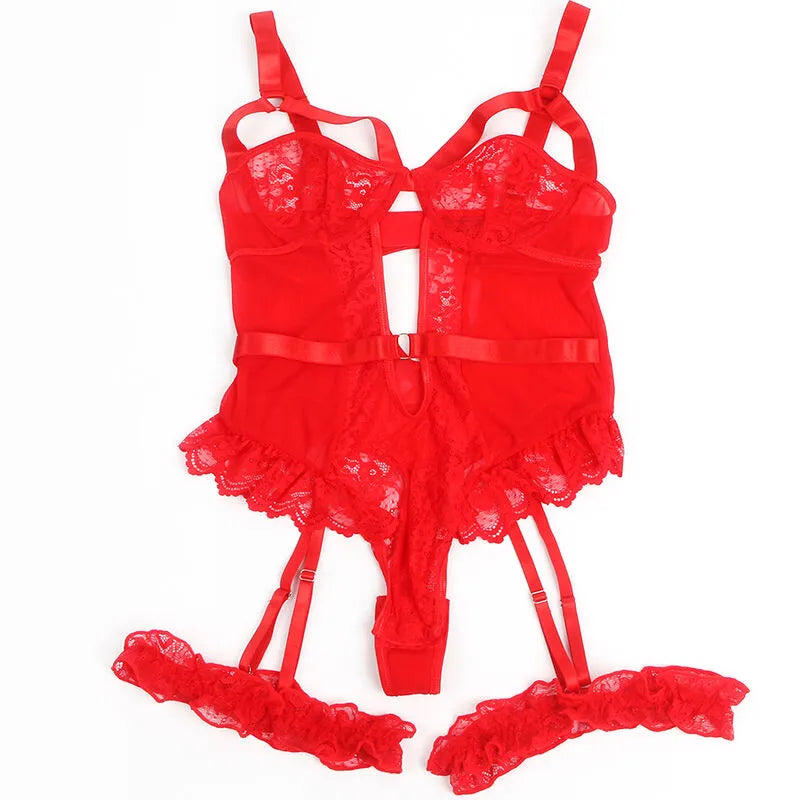 Teddy Sexy Slim Lace Garter Rouge Dentelle Élégante Jarretière Subblime