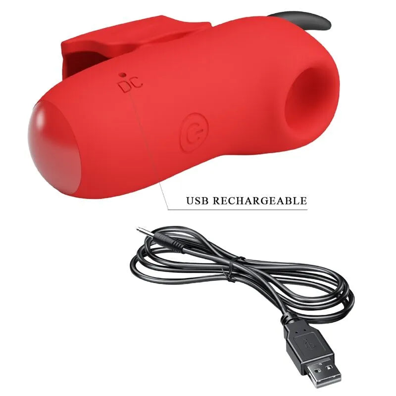 mini vibrant rechargeable silicone rouge dix fonctions tapotement choc électrique ergonomique compact discret portable voyage puissant hypoallergénique