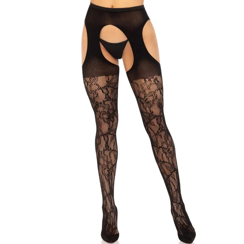 bas jarretelles dentelle œillets noirs confort ultra doux ajustement parfait bretelles réglables maintien optimal tissu élasthanne nylon élégance sophistication sensualité