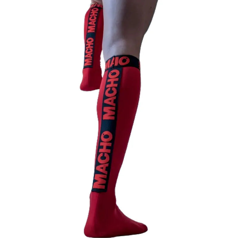 Chaussettes macho fétiche translucides élastiques polyester élastane maintien ergonomiques seconde peau bande antiglisse taille unique ajustable rouge blanc