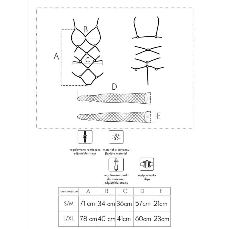 Ensemble lingerie noir rayures, dentelle fine, maille réglable, string et bretelles avec anneaux, élégant et mystérieux.
