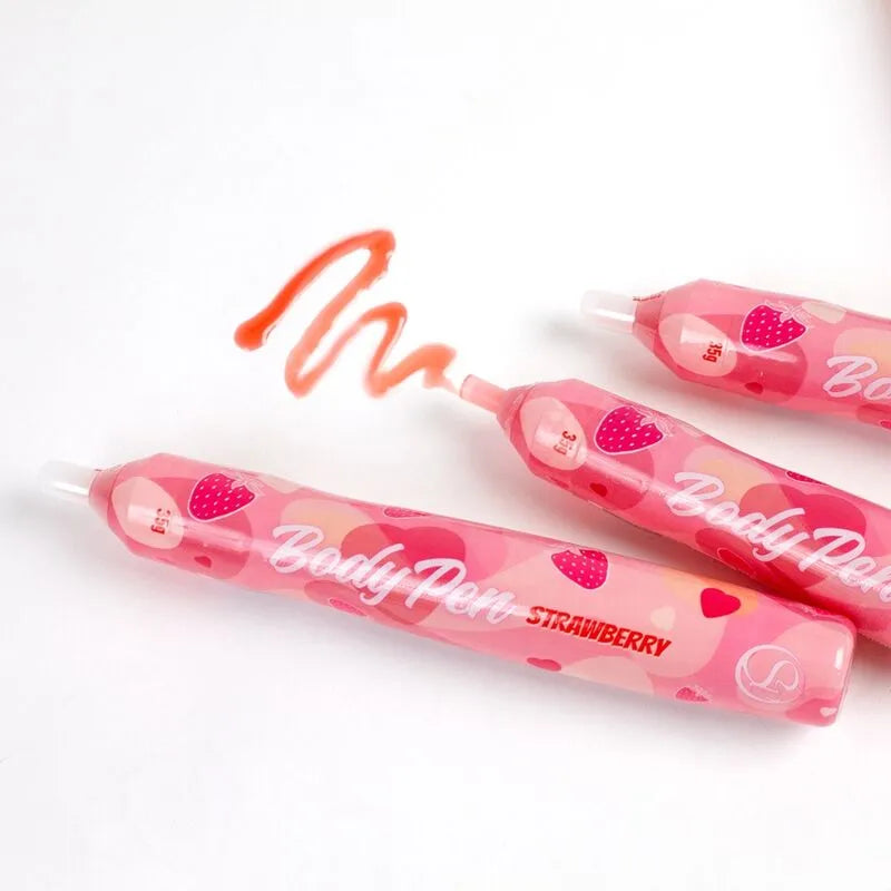 Stylo corps Secret Play fraise design ludique arôme fraise 35g idéal intimité créative