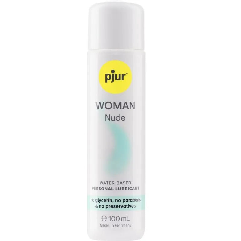 Pjur femme nu lubrifiant hydrosoluble sans additifs glycérine parabènes conservateurs peaux sensibles neutre inodore soyeux non collant discret usage quotidien