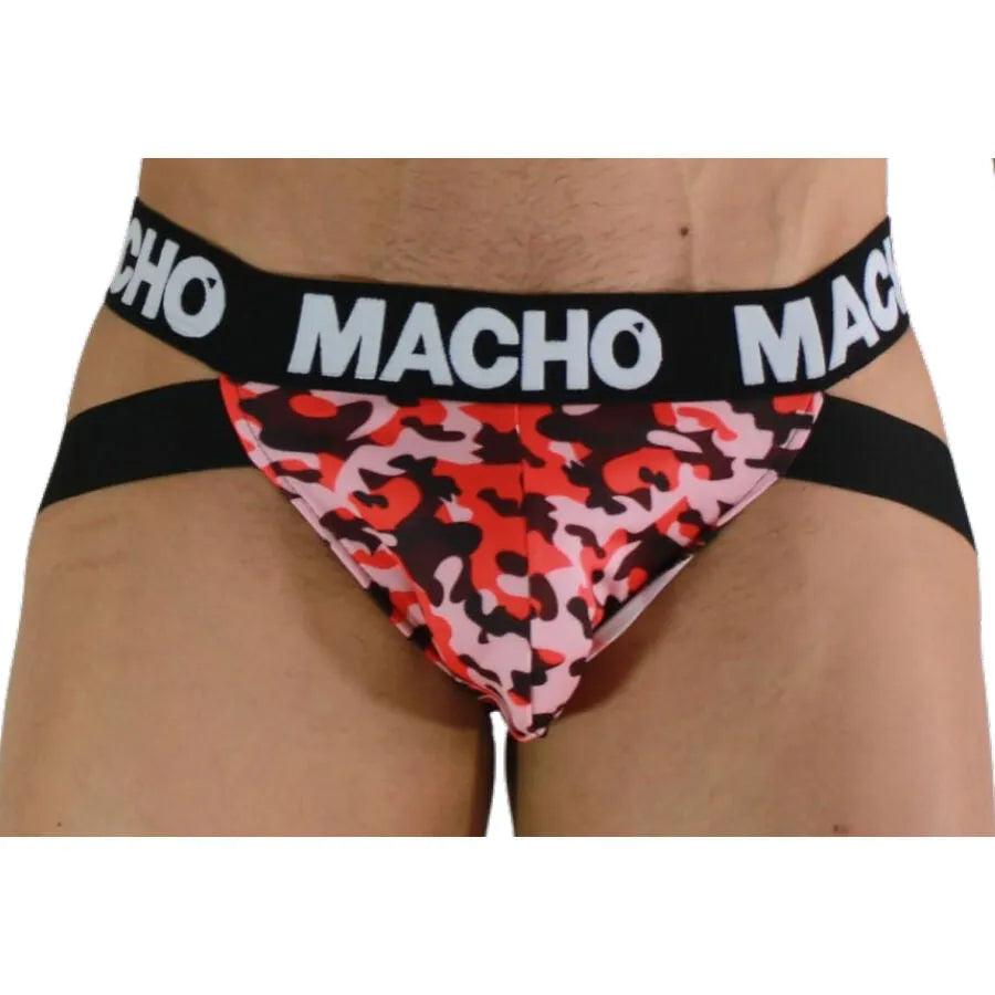 suspensoir masculin anatomique lycra élasthanne soutien confort militaire rouge sangles maintien doubles respirant durable extensible sport fitness quotidien liberté mouvement