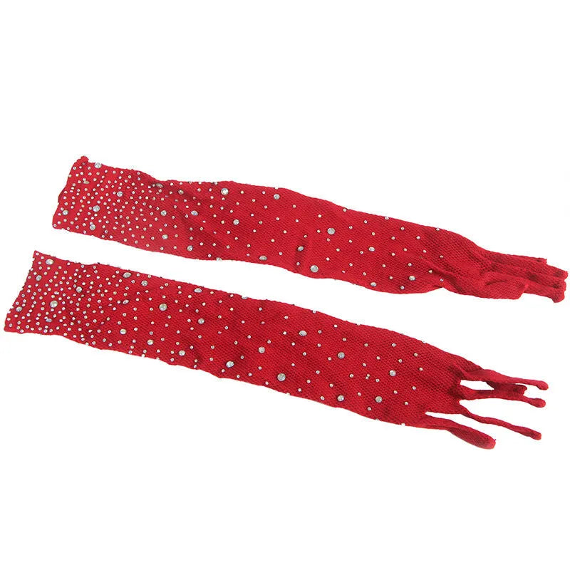 justaucorps résille rouge profond gants assortis sexy séduisant féminin provocant élégant confortable extensible nylon élasthanne losanges