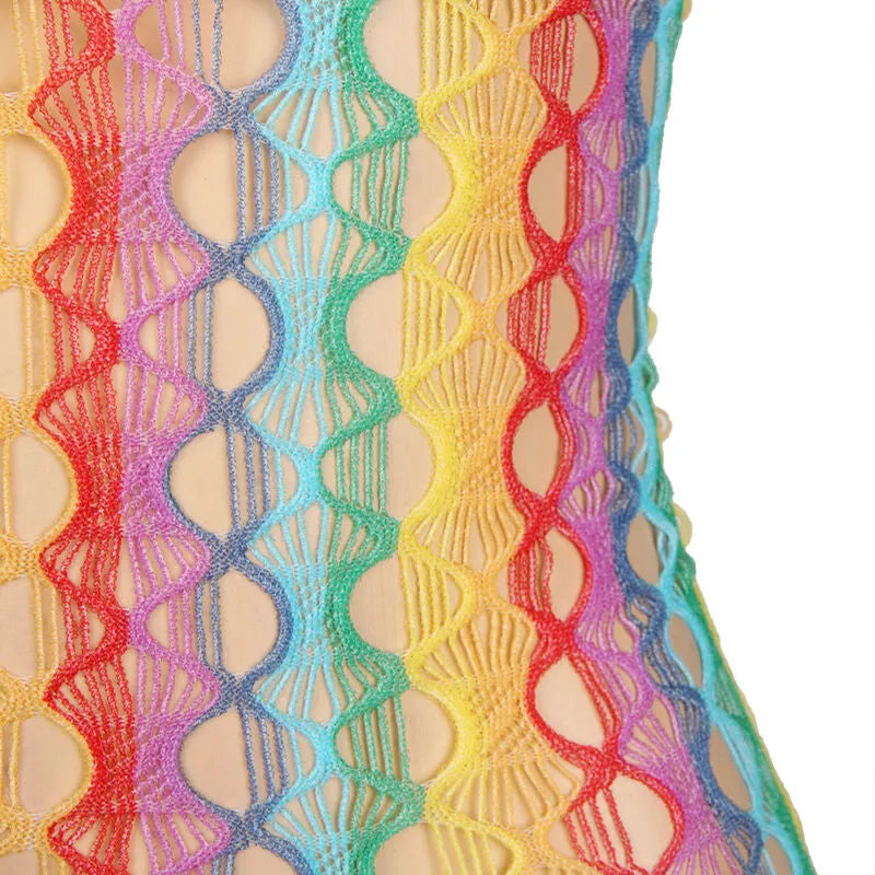 sublime body épaules dénudées maille arc-en-ciel sexy femme