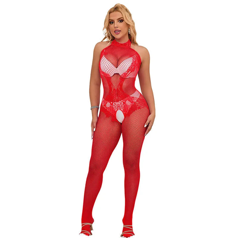 body col montant résille dentelle rouge sexy confort qualité supérieure coupe ajustée élastique silhouette sublimée sensuelle