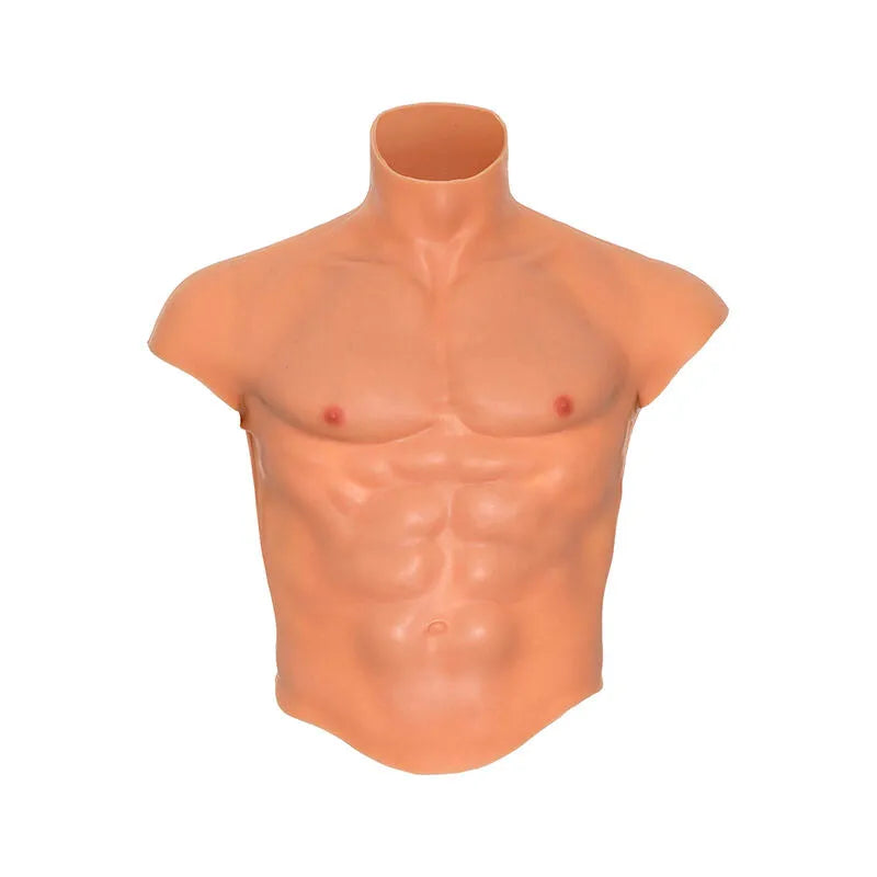 tee shirt torse masculin silicone abdominaux réalistes tétons authentiques ergonomique confortable extensible adaptable tailles S M L travestissement naturel