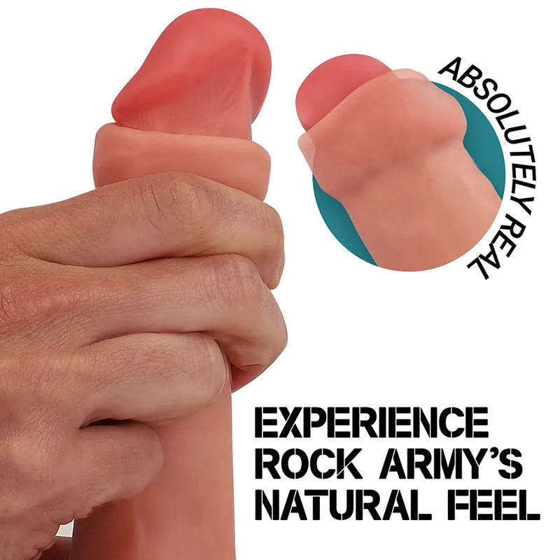 Gode réaliste silicone liquide 19cm, couleur chair, ventouse mains-libres, texture douce, hypoallergénique, étanche.