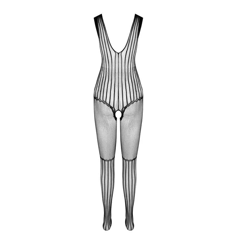 Bodystocking dentelle noire transparente, design sophistiqué, taille unique, extensible, élégant, fabriqué en Europe.