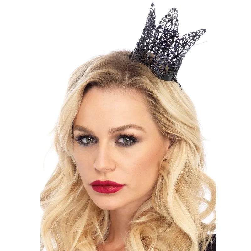 mini couronne filigrane métal noir élégance royale sophistiquée polyvalente légère durable confortable glamour soirée mariage photo cérémonie accessoire féminine