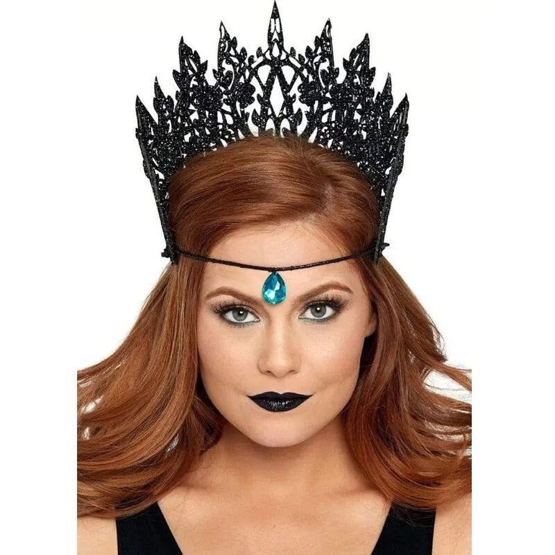 couronne paillettes noires bijou bleu élégante scintillante légère confortable réglable universelle glamour raffinée royale soirées gala photogénique étincelante