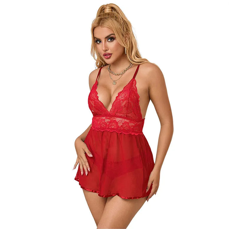 Subblime babydoll rouge dos ouvert grande taille sexy confort USA