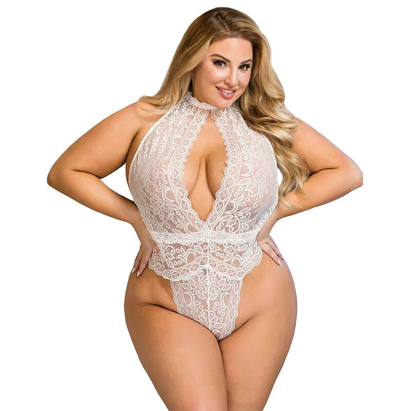 Subblime justaucorps dentelle blanc grande taille femme américaine confort sexy maintien extensible coupe ajustée sophistiquée douce résistante finitions impeccables