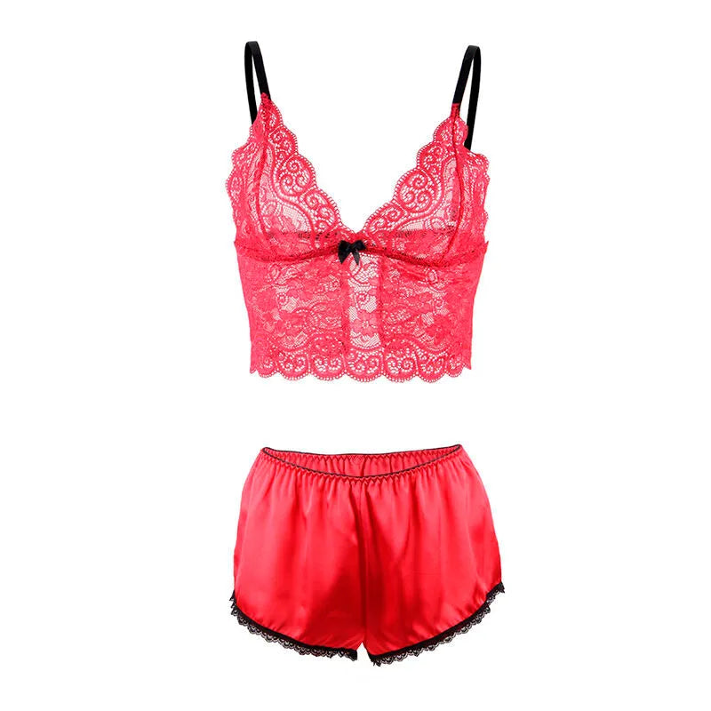 Ensemble lingerie rouge en soie et dentelle, grande taille, soutien-gorge et shorty, sexy et confortable.