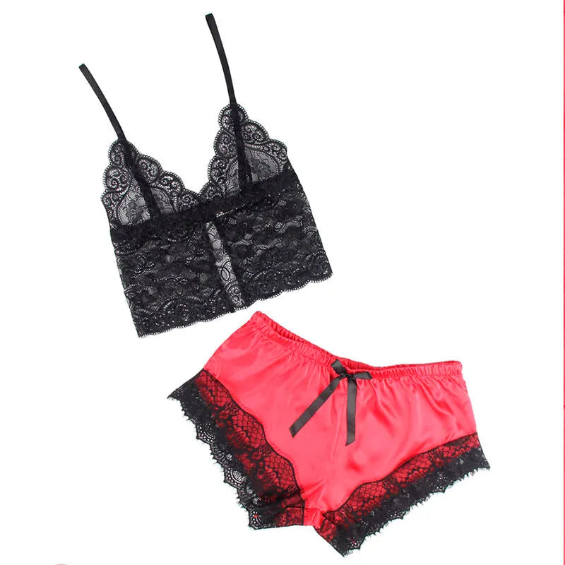 Subblime lingerie sexy femme soie dentelle noir rouge grande taille