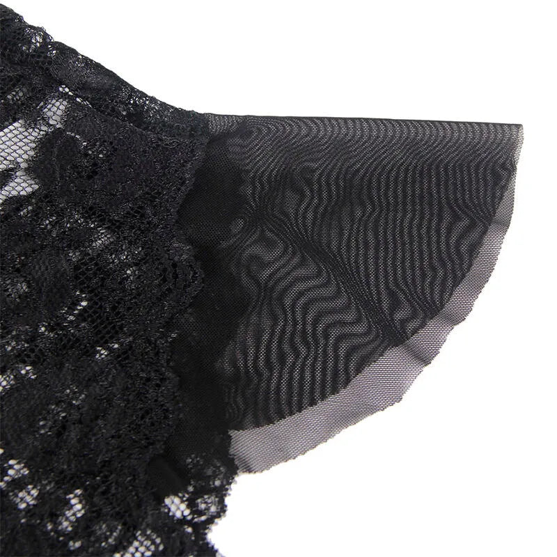 Body noir à volants Subblime, dentelle élégante, grande taille, ajusté, amincissant, lingerie féminine et sensuelle.
