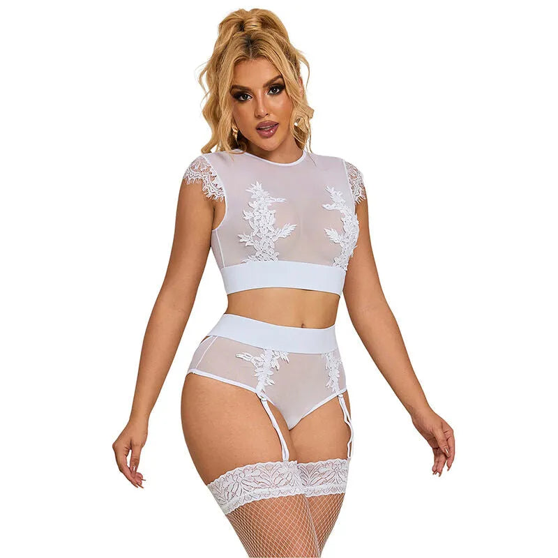 lingerie femme sexy confort haute qualité soutiengorge portejarretelles blanc élégant sublimant silhouette maintien douceur durabilité taille S M