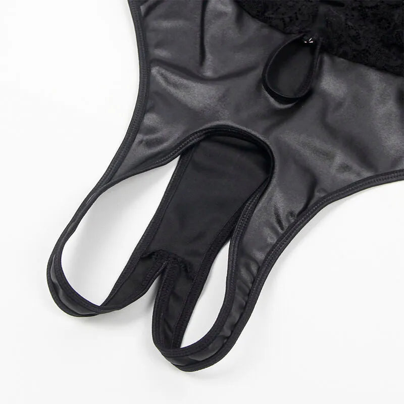 Body noir porte-jarretelles Subblime, dentelle élégante, microfibre douce, grande taille, séduction et confort.