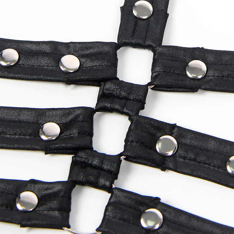 justaucorps bondage cuir noir grande taille sexy luxe confortable maintien ajustable finitions impeccables boucles métalliques doublure respirante couture sculptante silhouette