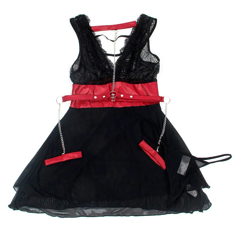 Subblime lingerie sexy haute qualité confort robe bondage dentelle noire grande taille