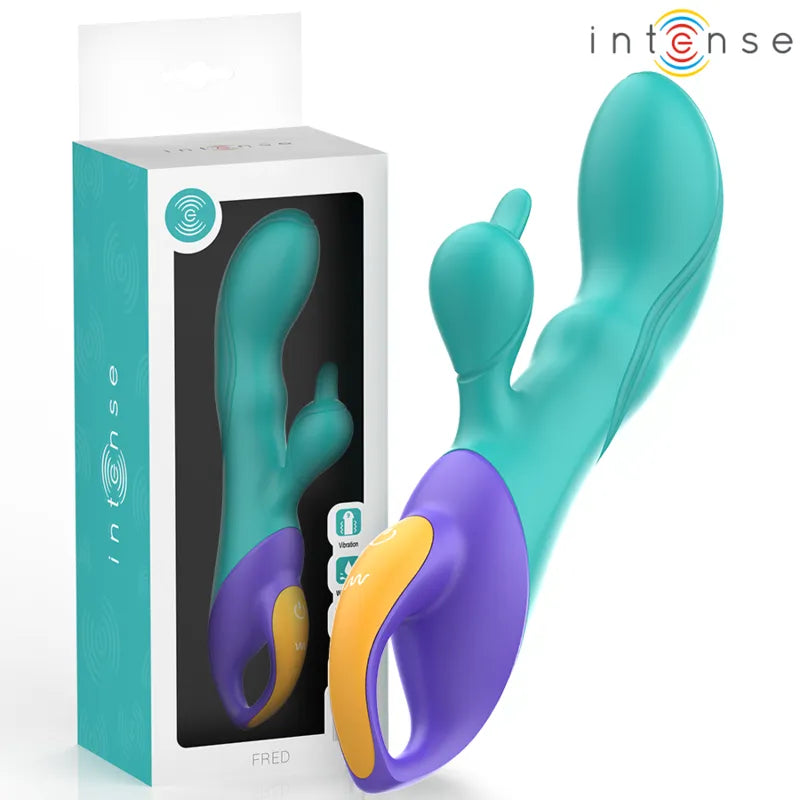 Vibromasseur rabbit bleu stimulation interne externe modes vibration silicone hypoallergénique étanche