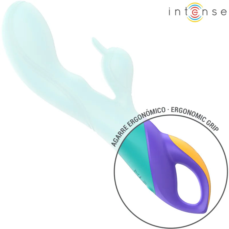 Vibromasseur rabbit bleu stimulation interne externe modes vibration silicone hypoallergénique étanche