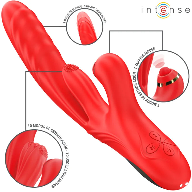 vibromasseur rouge silicone étanche multifonction modes personnalisables INTENSE ROSALIA
