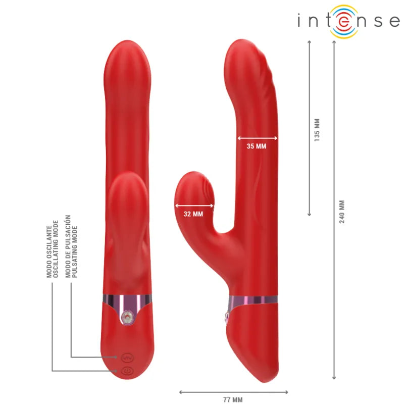 Vibromasseur multifonction silicone médical rotation oscillation stimulation étanche rechargeable rouge
