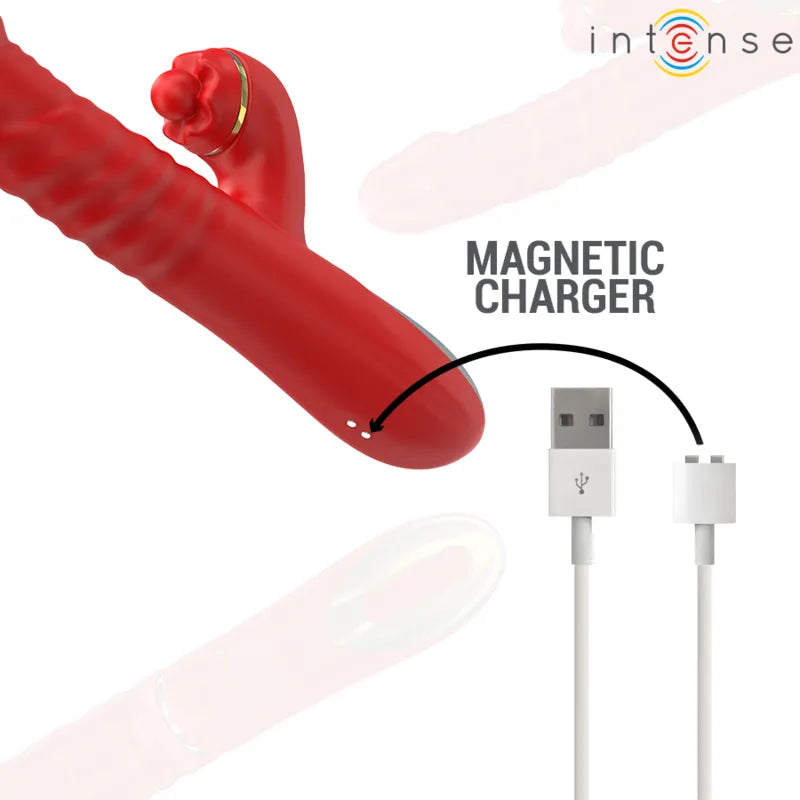 Vibromasseur multifonction silicone médical rouge étanche rechargeable orgasmes intenses