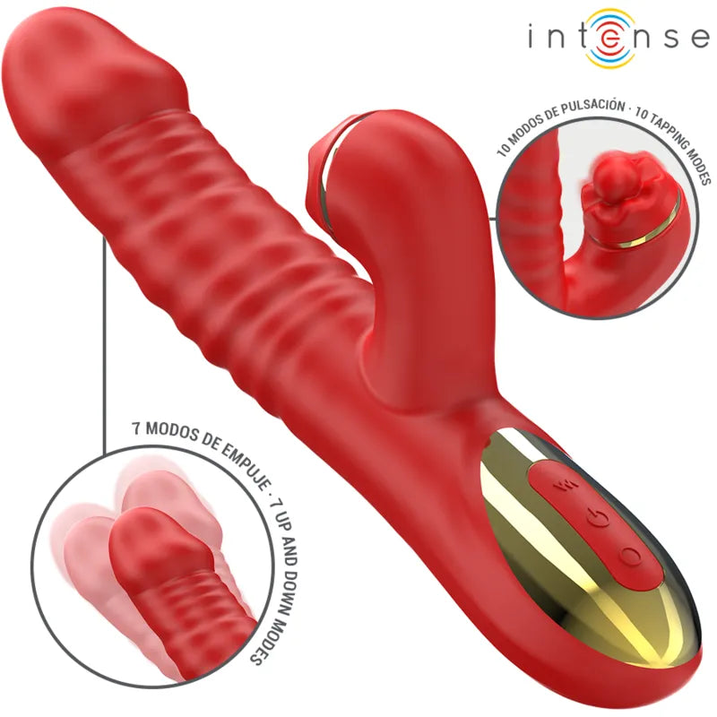 Vibromasseur multifonction silicone médical rouge étanche rechargeable orgasmes intenses
