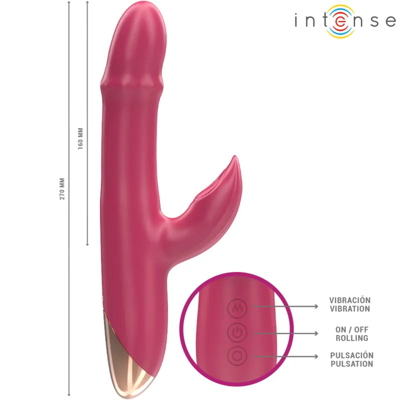 Vibromasseur Silicone Hypoallergénique Puissant Multifonction 3 en 1 Rouge Étanche