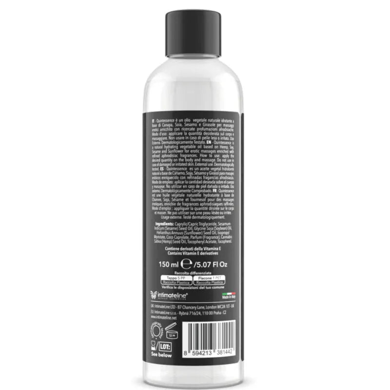 huile massage naturelle sensuelle chanvre sucrée huiles végétales apaisante hydratante légère absorption rapide sans paraffine peaux sensibles 150ml