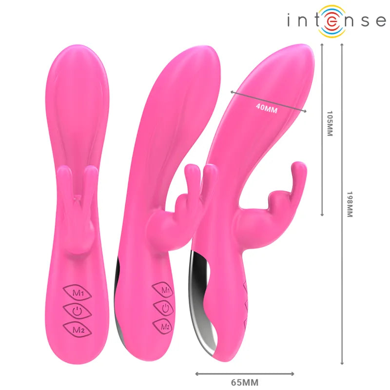 Vibromasseur rabbit rose silicone puissant 10 modes vibrations étanche ergonomique