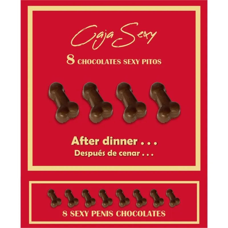 chocolats phalliques humoristiques festifs boîte huit pièces chocolat noir lait artisanal moulés réalistes amusants dégustation cadeau original soirée EVJF