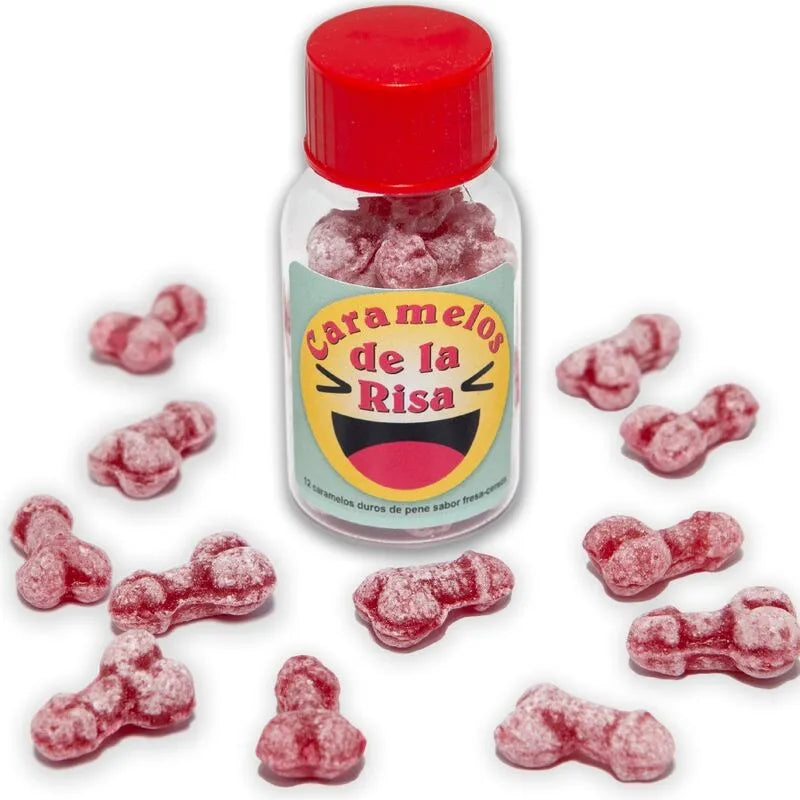 Bonbons pénis rigolos fraise cerise fruité festif enterrement vie jeune fille garçon gourmand moelleux emballage cadeau décoration table dessert soirée