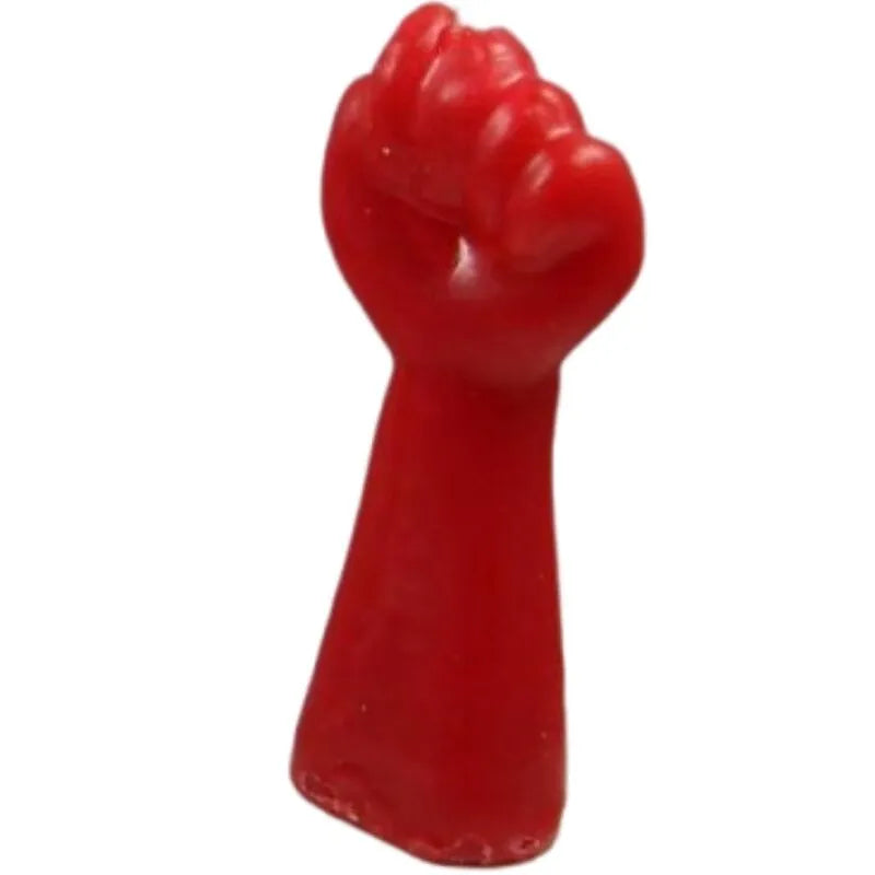 bougie rouge audacieuse forme poing enterrement vie jeune fille garçon originale festive rebelle décorative cire naturelle combustion propre cadeau insolite