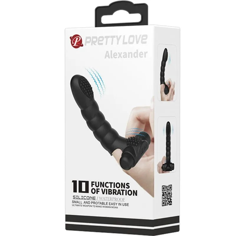 Vibromasseur doigt silicone noir 10 vibrations stimulation intime agile